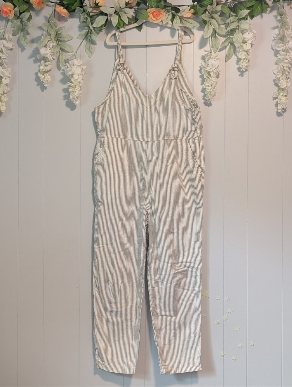 American Eagle Navy-Striped Romper M